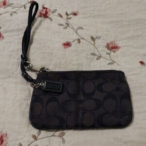 Coach Black and Brown Signature Wristlet